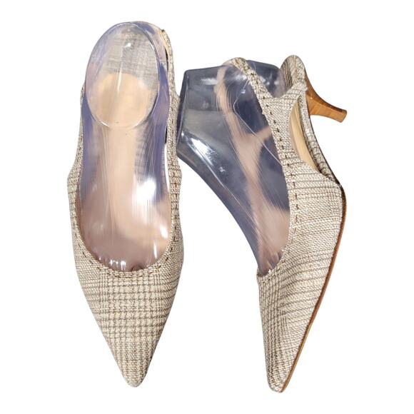 Cole Haan Italian Pointed Toe Kitten Heel  Slingback Beige Women's Size 7.5B - Picture 4 of 9
